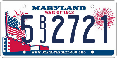 MD license plate 5BJ2721