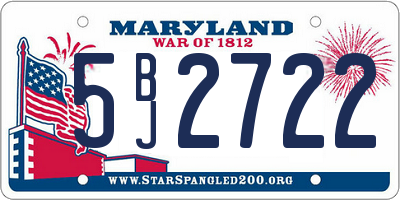MD license plate 5BJ2722