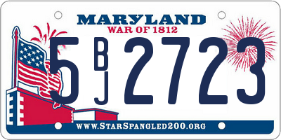 MD license plate 5BJ2723