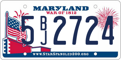 MD license plate 5BJ2724