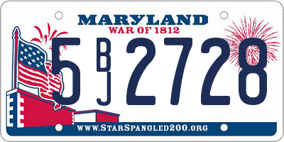 MD license plate 5BJ2728