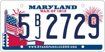 MD license plate 5BJ2729