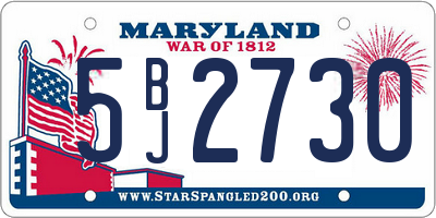 MD license plate 5BJ2730