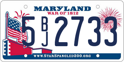 MD license plate 5BJ2733