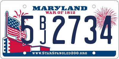 MD license plate 5BJ2734