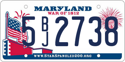 MD license plate 5BJ2738