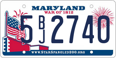 MD license plate 5BJ2740