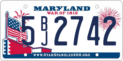 MD license plate 5BJ2742