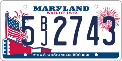 MD license plate 5BJ2743