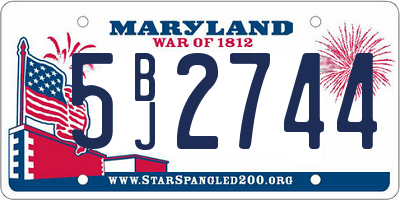 MD license plate 5BJ2744