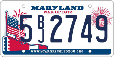MD license plate 5BJ2749