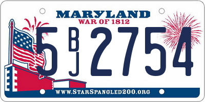 MD license plate 5BJ2754