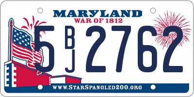 MD license plate 5BJ2762