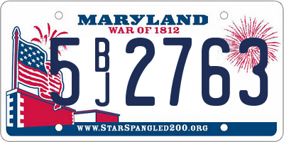 MD license plate 5BJ2763
