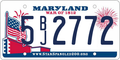 MD license plate 5BJ2772