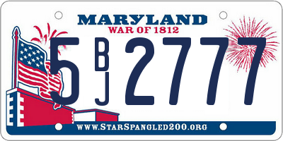 MD license plate 5BJ2777