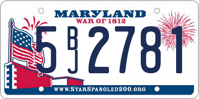 MD license plate 5BJ2781