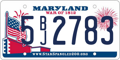 MD license plate 5BJ2783