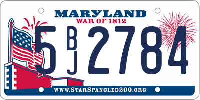 MD license plate 5BJ2784