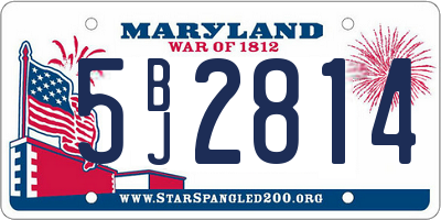 MD license plate 5BJ2814