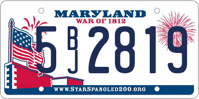 MD license plate 5BJ2819