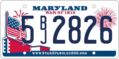 MD license plate 5BJ2826