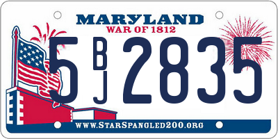 MD license plate 5BJ2835
