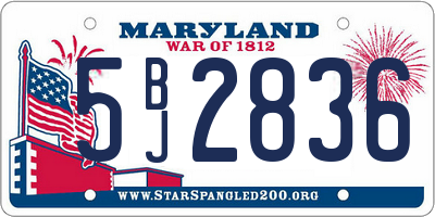 MD license plate 5BJ2836