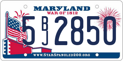 MD license plate 5BJ2850