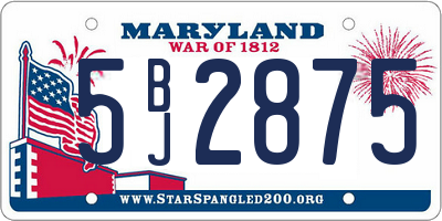 MD license plate 5BJ2875