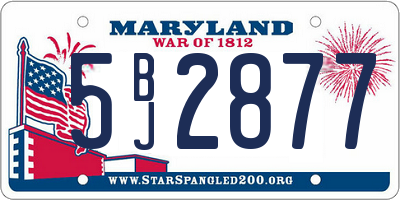 MD license plate 5BJ2877