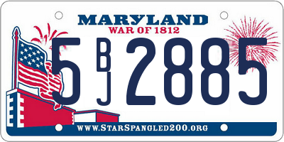 MD license plate 5BJ2885