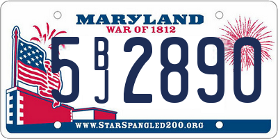 MD license plate 5BJ2890
