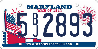 MD license plate 5BJ2893