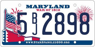 MD license plate 5BJ2898
