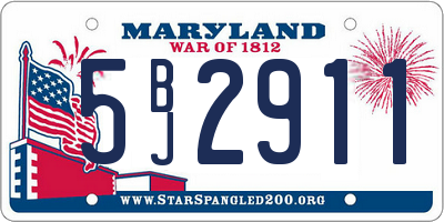 MD license plate 5BJ2911