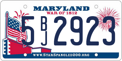 MD license plate 5BJ2923