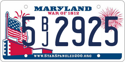 MD license plate 5BJ2925
