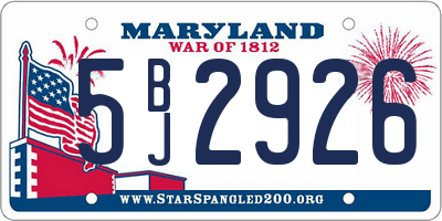 MD license plate 5BJ2926