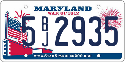 MD license plate 5BJ2935