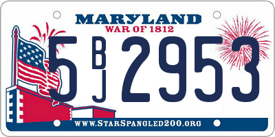 MD license plate 5BJ2953