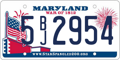 MD license plate 5BJ2954