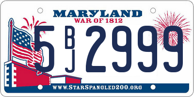 MD license plate 5BJ2999