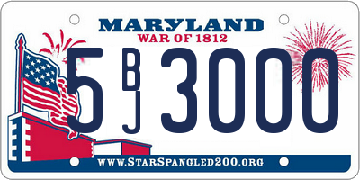 MD license plate 5BJ3000