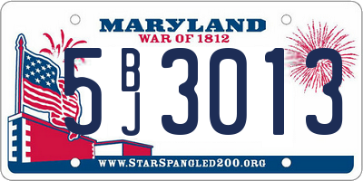MD license plate 5BJ3013