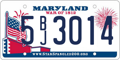 MD license plate 5BJ3014