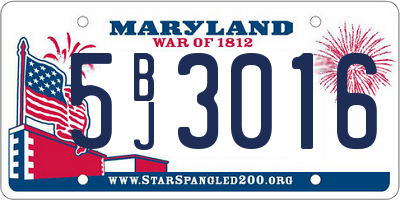 MD license plate 5BJ3016