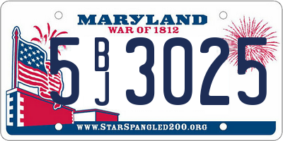 MD license plate 5BJ3025
