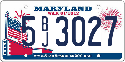 MD license plate 5BJ3027