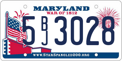 MD license plate 5BJ3028